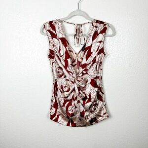 Bebe Vintage Rose Print Silk Blend Tank Top Size Small